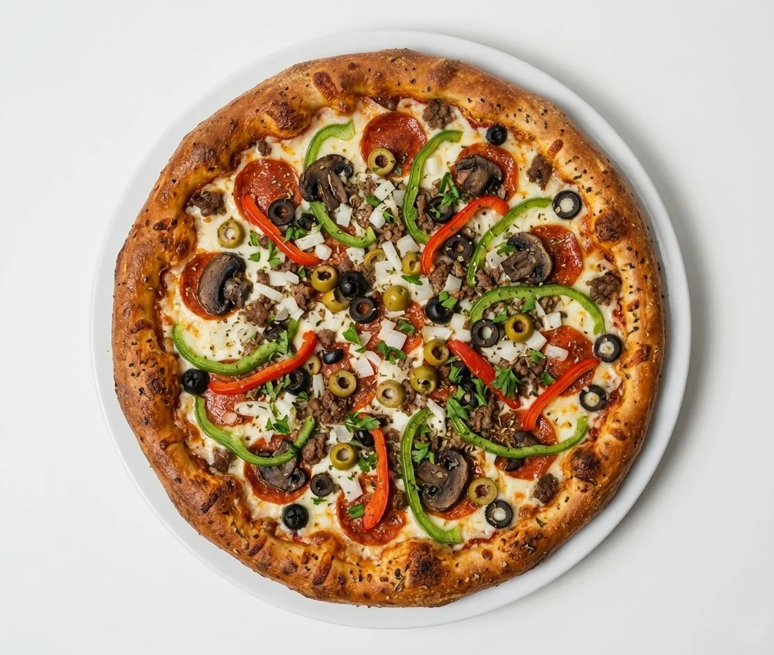All-dressed and BBQ chicken pizza at Mr. Ribs Family Restaurant on McKercher Drive Saskatoon